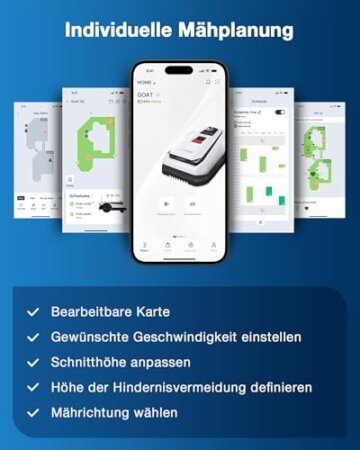 ECOVACS Goat A3000 LiDAR Mähroboter ohne Begrenzungskabel, 3000 m², Dual-LiDAR Navigation, 330 mm Schnittbreite, Rasenmäher Roboter, 45 min Schnellladung, 100W Schnitteistung, präzises Kantenmähen - 8