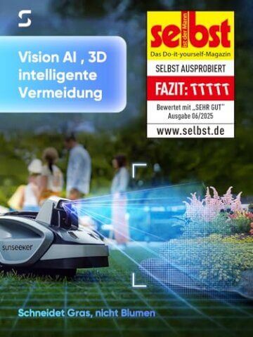 Sunseeker V3 Plus Mähroboter ohne Begrenzungskabel 1000 m², Vision AI Doppel-Auge, 42% Steigung, App-Steuerung, Rasenmäher mit EIN-klick-Mähen, silbergrau - 2