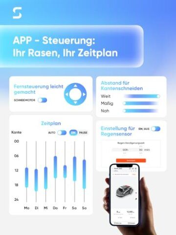 Sunseeker V3 Plus Mähroboter ohne Begrenzungskabel 1000 m², Vision AI Doppel-Auge, 42% Steigung, App-Steuerung, Rasenmäher mit EIN-klick-Mähen, silbergrau - 7
