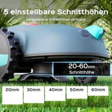 YARDCARE V100 Mähroboter ohne Begrenzungskabel, mit Vision-Navigation, Hindernisvermeidung(150 Arten), 4,0 Ah Akku Rasenmäher Roboter, Rasenroboter mit Graskamm, Ersatzklingen - 3