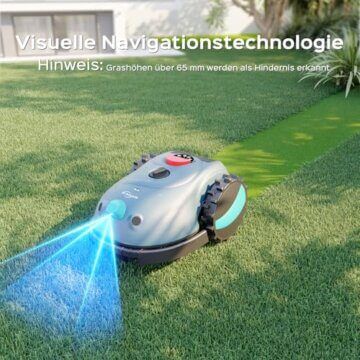 YARDCARE V100 Mähroboter ohne Begrenzungskabel, mit Vision-Navigation, Hindernisvermeidung(150 Arten), 4,0 Ah Akku Rasenmäher Roboter, Rasenroboter mit Graskamm, Ersatzklingen - 4