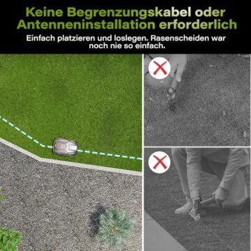 SUNTEK Mähroboter ohne begrenzungskabel AI Vision-Kamera, Rasenmäher Roboter, Max 600 m², Genaue Hindernisvermeidung, IPX5-Wasserschutz, APP Bedienbar - 3