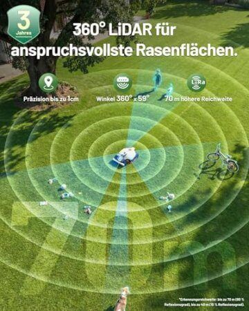 MAMMOTION LUBA 3 AWD 3000 Mähroboter ohne Begrenzungskabel für 3000㎡, 360° LiDAR+NetRTK+KI Vision Tri-Fusion-Positionierung, AWD für 80% Steigungen, Auto-Kartierung, bis zu 30 Zonen, 12Ah-AKKU - 3