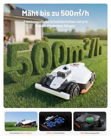 MAMMOTION LUBA 3 AWD 3000 Mähroboter ohne Begrenzungskabel für 3000㎡, 360° LiDAR+NetRTK+KI Vision Tri-Fusion-Positionierung, AWD für 80% Steigungen, Auto-Kartierung, bis zu 30 Zonen, 12Ah-AKKU - 6