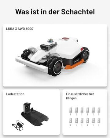 MAMMOTION LUBA 3 AWD 3000 Mähroboter ohne Begrenzungskabel für 3000㎡, 360° LiDAR+NetRTK+KI Vision Tri-Fusion-Positionierung, AWD für 80% Steigungen, Auto-Kartierung, bis zu 30 Zonen, 12Ah-AKKU - 9