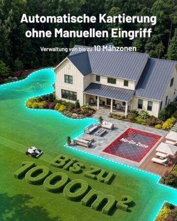 MAMMOTION LUBA Mini 2 AWD 1000 Mähroboter ohne Begrenzungskabel, Empf.1000㎡ Tri-Kamera-AI-Vision & NetRTK-Positionierung, Auto-Mapping, DropMow-Modus, 80% Steigung, Schnitthöhe 20-65mm, 10 Multi-Zonen - 6