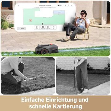 MOVA ViAX 250 Mähroboter Ohne Begrenzungskabel, Empf. 250m², KI-unterstützte Auto-Mapping, U-förmige Bahnen, Hindernisvermeidung Dual-Vision, Besserer Kantenschnitt, Für Komplexe Gelände, Appsteuerung - 2