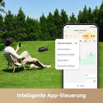 MOVA ViAX 250 Mähroboter Ohne Begrenzungskabel, Empf. 250m², KI-unterstützte Auto-Mapping, U-förmige Bahnen, Hindernisvermeidung Dual-Vision, Besserer Kantenschnitt, Für Komplexe Gelände, Appsteuerung - 6