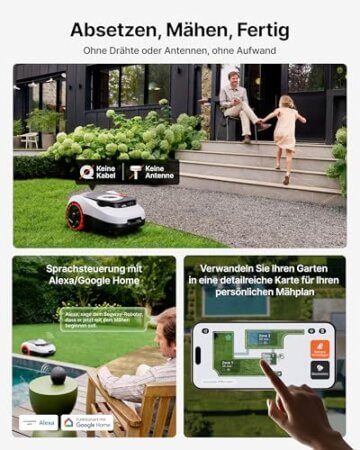 Navimow i208 LiDAR Mähroboter ohne Begrenzungskabel für 800 m² mit Garage M, Geländereifen für Hänge bis 45% Neigung, LiDAR und Vision Dual System, EIN-TIPP-Kartieren (Getrennt versandt Werden) - 2