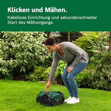 Bosch Akku-Mähroboter VISIMOW18V-100 (für Rasenflächen bis 100 m², Schnittbreite: 16 cm, Schnitthöhe: 20-60 mm, mit Ersatzmessern, inkl. Akku und Ladegerät) - 4