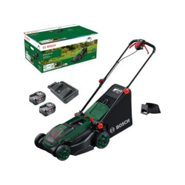 Bosch Akku-Rasenmäher ROTAK18V2-38 (Schnittbreite: 38 cm, Schnitthöhe: 30-75 mm, 40 l Stoff-Grasfangkorb, Mulchstopfen, inkl. 2 x 18V Akku und Ladegerät) - 1