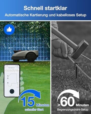 ECOVACS Goat O600 RTK Care Kit Mähroboter Ohne Begrenzungskabel, 600 m², RTK+Vision-Navigation, Rasenmähroboter, KI-Hindernisvermeidung, App Steuerung, Passiert 0,7 M Schmale Stellen - 3