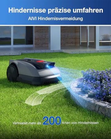 ECOVACS Goat O600 RTK Care Kit Mähroboter Ohne Begrenzungskabel, 600 m², RTK+Vision-Navigation, Rasenmähroboter, KI-Hindernisvermeidung, App Steuerung, Passiert 0,7 M Schmale Stellen - 6