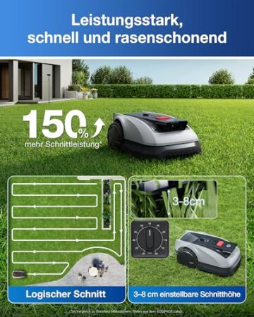 ECOVACS Goat O600 RTK Care Kit Mähroboter Ohne Begrenzungskabel, 600 m², RTK+Vision-Navigation, Rasenmähroboter, KI-Hindernisvermeidung, App Steuerung, Passiert 0,7 M Schmale Stellen - 8
