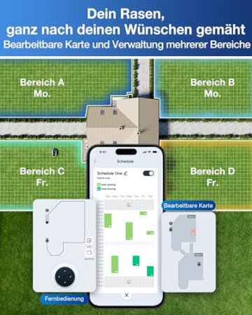 ECOVACS Goat O600 RTK Care Kit Mähroboter Ohne Begrenzungskabel, 600 m², RTK+Vision-Navigation, Rasenmähroboter, KI-Hindernisvermeidung, App Steuerung, Passiert 0,7 M Schmale Stellen - 9