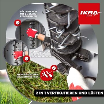 IKRA Elektro Vertikutierer Rasenlüfter IEVL 2000, Fangkorb 55l, Arbeitsbreite 40cm, starke 2000 Watt - 2