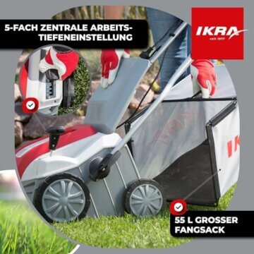 IKRA Elektro Vertikutierer Rasenlüfter IEVL 2000, Fangkorb 55l, Arbeitsbreite 40cm, starke 2000 Watt - 3