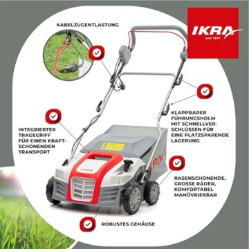IKRA Elektro Vertikutierer Rasenlüfter IEVL 2000, Fangkorb 55l, Arbeitsbreite 40cm, starke 2000 Watt - 6