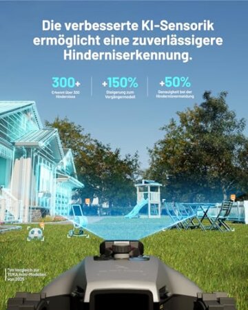 MAMMOTION YUKA mini 2 500 Mähroboter ohne Begrenzungskabel mit Garage, Empf. 500 m², Kein RTK, Kein Signalabbruch, KI TrueVision-Navigation, Auto-Mehrzonen-Kartierung, DropMow, 45% Steigung,4.5Ah-Akku - 4