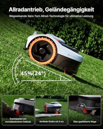 Segway Navimow i205 AWD (Neuer i105E) Mähroboter ohne Begrenzungskabel, Empf. 500 m², Allradantrieb für Steigungen bis zu 45%, EFLS NRTK + Vision, Automatisches Kartieren, Keine RTK-Antenne - 2