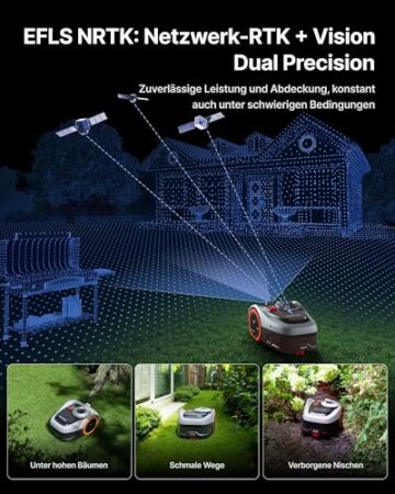 Segway Navimow i205 AWD (Neuer i105E) Mähroboter ohne Begrenzungskabel, Empf. 500 m², Allradantrieb für Steigungen bis zu 45%, EFLS NRTK + Vision, Automatisches Kartieren, Keine RTK-Antenne - 6