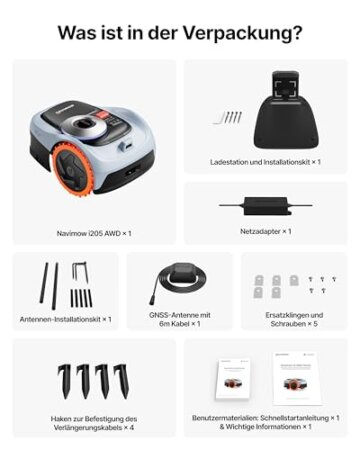 Segway Navimow i205 AWD (Neuer i105E) Mähroboter ohne Begrenzungskabel, Empf. 500 m², Allradantrieb für Steigungen bis zu 45%, EFLS NRTK + Vision, Automatisches Kartieren, Keine RTK-Antenne - 9