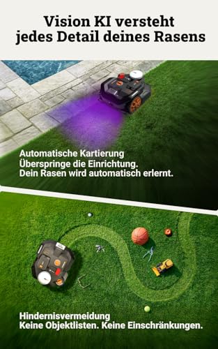 WORX Landroid Vision Cloud WR306E 2WD Mähroboter ohne Begrenzungskabel für 600 m² (KI-Hinderniserkennung, VSLAM+ RTK Cloud Navigation, Auto-Mapping, App-Steuerung, Cut-to-Zero) - 3