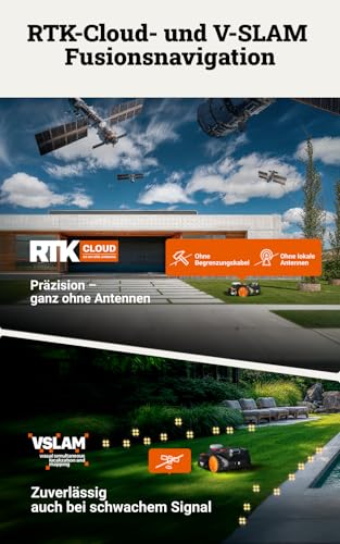 WORX Landroid Vision Cloud WR306E 2WD Mähroboter ohne Begrenzungskabel für 600 m² (KI-Hinderniserkennung, VSLAM+ RTK Cloud Navigation, Auto-Mapping, App-Steuerung, Cut-to-Zero) - 4