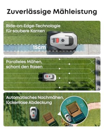 eufy C15 Mähroboter ohne Begrenzungskabel mit Garage, bis 500m², TrueVision, ohne RTK, Keine Signalprobleme, Auto-Kartierung, sicher für Igel, intelligente Navigation, präzises Randmähen - 7