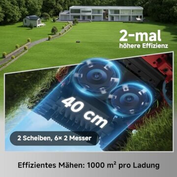 MOVA LiDAX Ultra 2000 AWD Robotic Lawnmower, RTK-Free, AI-Powered Automatic Mapping, 360° 3D LiDAR and AI Dual Vision, 36V AWD for 80% Slopes, 2 Discs (6 Blades Each) - 4