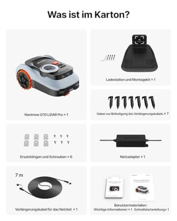 Segway Navimow i210 LiDAR Pro Mähroboter mit Garage M für 1000 m², LiDAR+Vision+NRTK Tri-Fusion-Positionierung, Xero-Turn AWD für 55% Steigungen, Auto-Kartierung (Getrennt versandt Werden) - 8