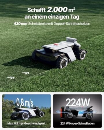 Segway Navimow X420 Mähroboter mit Garage X + 4 Sätze Klinge, für 2000 ㎡, Zero-Turn AWD für 84% Steigungen, NRTK + 360° Vision + VIO, Keine RTK-Basisstation, 25-95 mm Schnitthöhe - 4