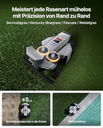 Segway Navimow X420 Mähroboter mit Garage X + 4 Sätze Klinge, für 2000 ㎡, Zero-Turn AWD für 84% Steigungen, NRTK + 360° Vision + VIO, Keine RTK-Basisstation, 25-95 mm Schnitthöhe - 5