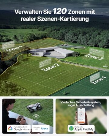 Segway Navimow X420 Mähroboter mit Garage X + 4 Sätze Klinge, für 2000 ㎡, Zero-Turn AWD für 84% Steigungen, NRTK + 360° Vision + VIO, Keine RTK-Basisstation, 25-95 mm Schnitthöhe - 9