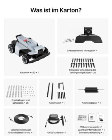 Segway Navimow X420 Mähroboter mit Garage X + 4 Sätze Klinge, für 2000 ㎡, Zero-Turn AWD für 84% Steigungen, NRTK + 360° Vision + VIO, Keine RTK-Basisstation, 25-95 mm Schnitthöhe - 10