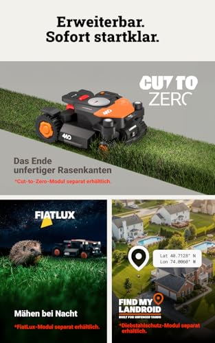 WORX Landroid Vision Cloud WR340E 4WD Mähroboter ohne Begrenzungskabel für 600 m² (KI-Hinderniserkennung, VSLAM+ RTK Cloud Navigation, 84% Steigung, Auto-Mapping, App-Steuerung) - 8