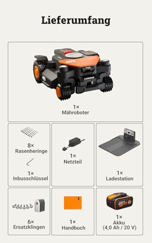 WORX Landroid Vision Cloud WR340E 4WD Mähroboter ohne Begrenzungskabel für 600 m² (KI-Hinderniserkennung, VSLAM+ RTK Cloud Navigation, 84% Steigung, Auto-Mapping, App-Steuerung) - 9