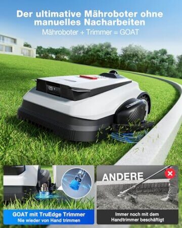 ECOVACS GOAT A1600 LiDAR PRO Care Kit Mähroboter ohne Begrenzungskabel, 1.600 m², 360° Dual-LiDAR-Navigation, automatische Kartierung, KI-3D-Hindernisvermeidung, superschnelles Laden, 50 % Steigung - 3