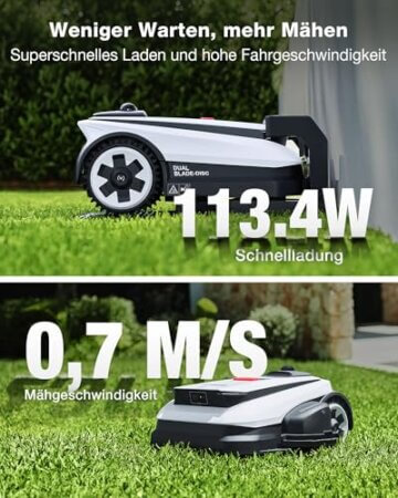 ECOVACS GOAT A1600 LiDAR PRO Care Kit Mähroboter ohne Begrenzungskabel, 1.600 m², 360° Dual-LiDAR-Navigation, automatische Kartierung, KI-3D-Hindernisvermeidung, superschnelles Laden, 50 % Steigung - 6