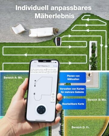ECOVACS Goat O1200 Mähroboter ohne Begrenzungskabel, 1200 m², 360° Dual-LiDAR-Navigation, Automatische Kartierung, KI-3D-Hindernisvermeidung, Präzises Kantentrimmen (O1200 LiDAR PRO Care Kit) - 8