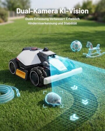 MAMMOTION LUBA mini 2 AWD 1500 Mähroboter ohne Begrenzungskabel, empf.1500 m², 360° LiDAR & Dual-Kamera KI, Doppelschneidscheiben, Auto Höhenanpassung, 80% Steigung, DropMow, Auto Mehrzonen Kartierung - 5