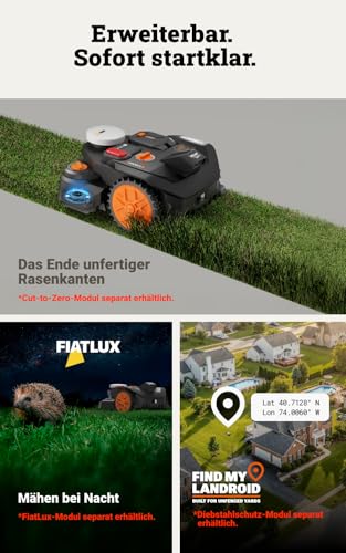 WORX Landroid Vision Cloud WR304E 2WD Mähroboter ohne Begrenzungskabel für 400 m² (KI-Hinderniserkennung, VSLAM+ RTK Cloud Navigation, Auto-Mapping, App-Steuerung) - 7